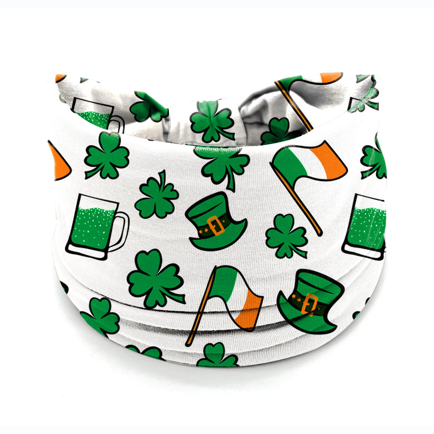 Wholesale St. Patrick's Day Printed Irish Shamrock Elastic Hairband Wide Bandana
